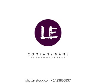 initials letter LE handwriting logo vector template