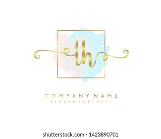 initials letter LH handwriting logo vector template