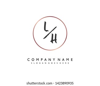 initials letter LH handwriting logo vector template