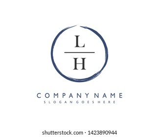 initials letter LH handwriting logo vector template