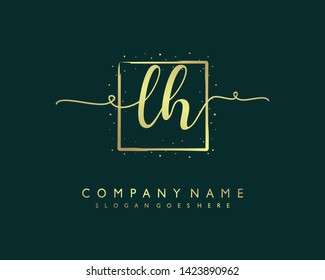 initials letter LH handwriting logo vector template