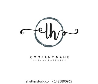 initials letter LH handwriting logo vector template
