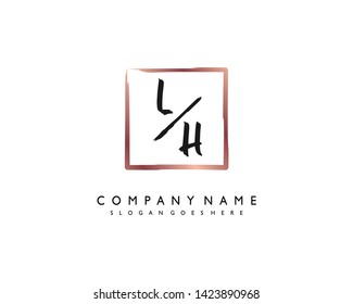 initials letter LH handwriting logo vector template
