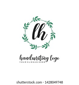 initials letter LH handwriting logo vector template