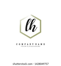 initials letter LH handwriting logo vector template