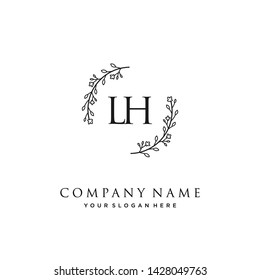 initials letter LH handwriting logo vector template