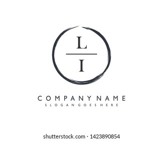 initials letter LI handwriting logo vector template