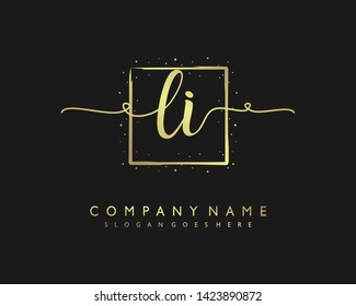 initials letter LI handwriting logo vector template