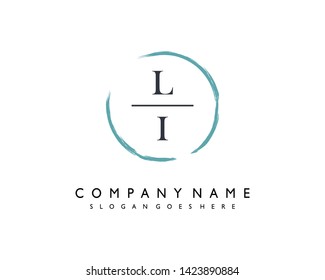 initials letter LI handwriting logo vector template