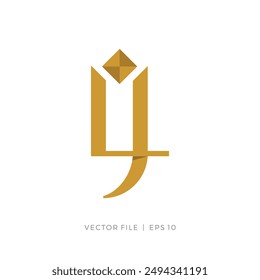 iniciales letra LJ diamante logo