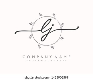 initials letter LJ handwriting logo vector template