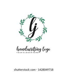 initials letter LJ handwriting logo vector template