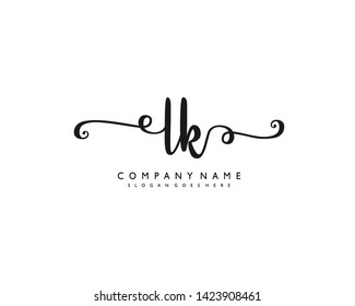 initials letter LK handwriting logo vector template