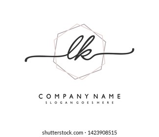 initials letter LK handwriting logo vector template