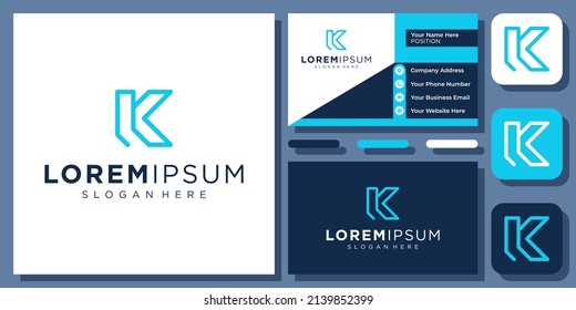 Letra original LK KL o L K Sencillo Esquema moderno Diseño de logotipo de vectores de monograma moderno con tarjeta de visita