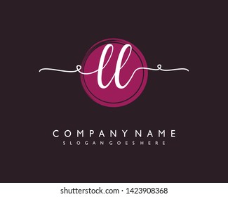 initials letter LL handwriting logo vector template