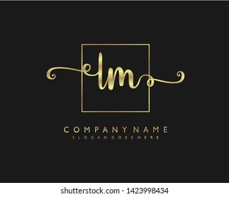initials letter LM handwriting logo vector template