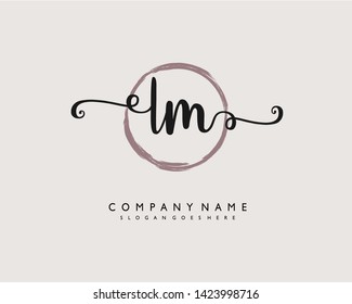 initials letter LM handwriting logo vector template