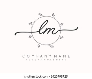 initials letter LM handwriting logo vector template