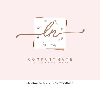 initials letter LN handwriting logo vector template