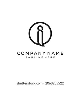 Initial Letter I Logo Design Sound Bubble Chatting Circular Icon