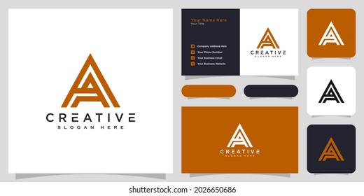 initials letter A logo vector design and business card