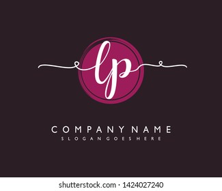 initials letter LP handwriting logo vector template