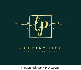 initials letter LP handwriting logo vector template