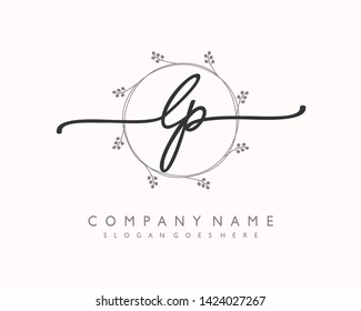 initials letter LP handwriting logo vector template
