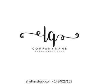 initials letter LQ handwriting logo vector template
