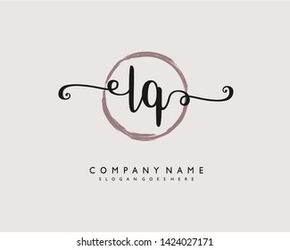 initials letter LQ handwriting logo vector template
