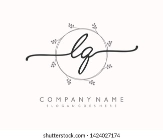 initials letter LQ handwriting logo vector template