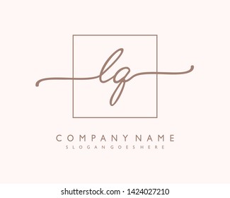 initials letter LQ handwriting logo vector template