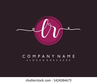 initials letter LR handwriting logo vector template