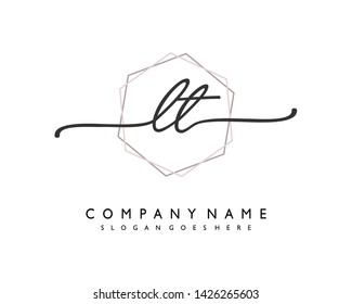 initials letter LT handwriting logo vector template