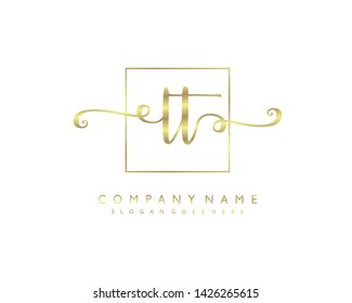 initials letter LT handwriting logo vector template