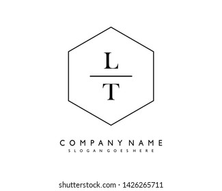 initials letter LT handwriting logo vector template