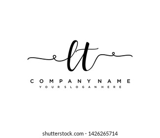initials letter LT handwriting logo vector template