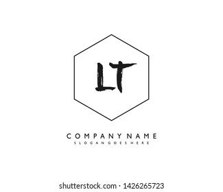 initials letter LT handwriting logo vector template