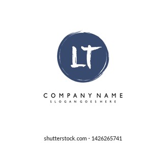 initials letter LT handwriting logo vector template