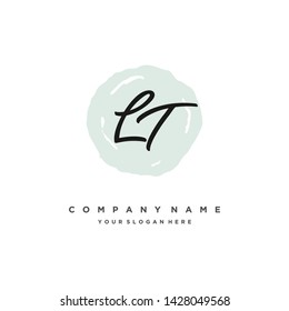 initials letter LT handwriting logo vector template