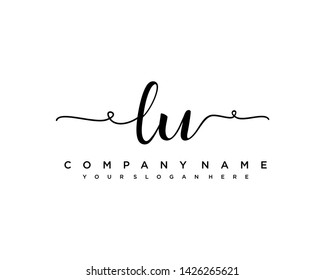 initials letter LU handwriting logo vector template