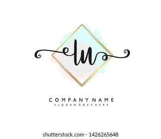 initials letter LU handwriting logo vector template