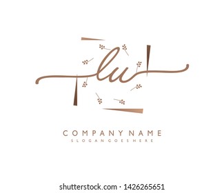 initials letter LU handwriting logo vector template