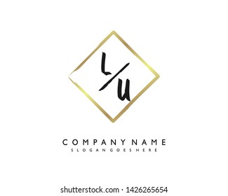 initials letter LU handwriting logo vector template
