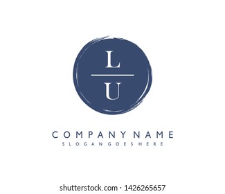 initials letter LU handwriting logo vector template