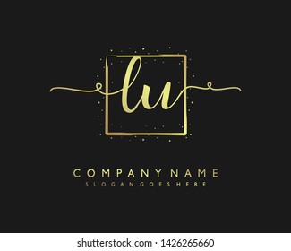 initials letter LU handwriting logo vector template