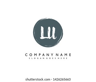 initials letter LU handwriting logo vector template