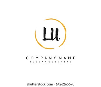 initials letter LU handwriting logo vector template