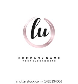 initials letter LU handwriting logo vector template